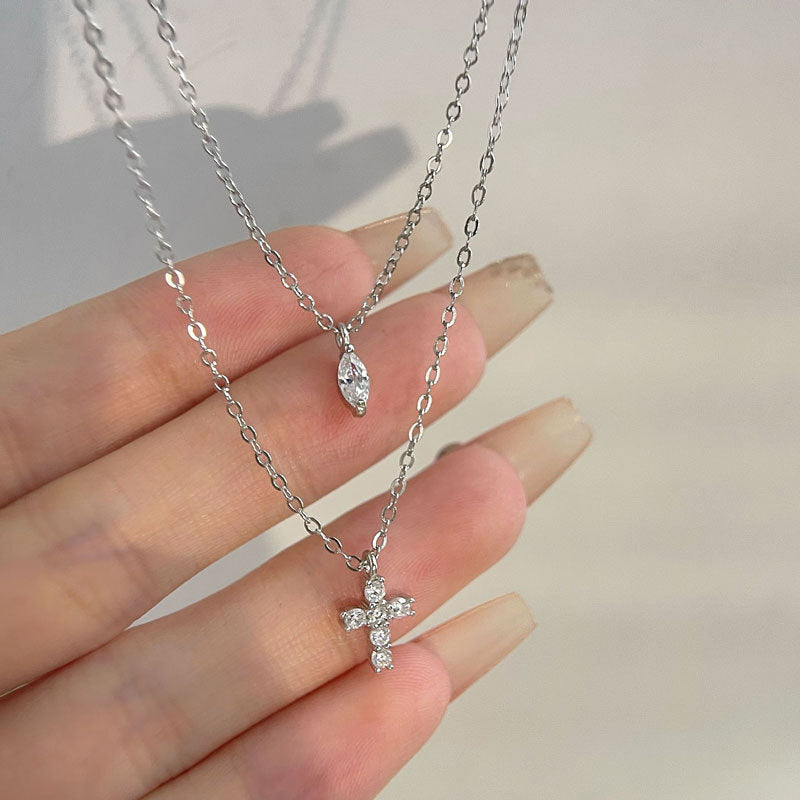 Simple Style Solid Color Alloy Plating Inlay Zircon Silver Plated Women's Layered Necklaces