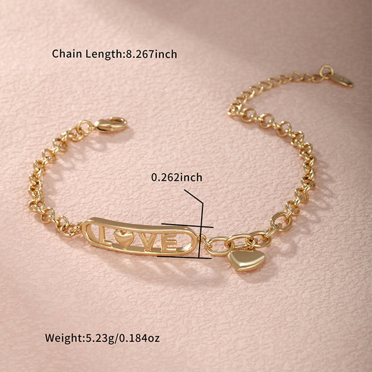 Xuping Simple Style Love Heart Shape 14k Gold Plated Alloy Wholesale Bracelets