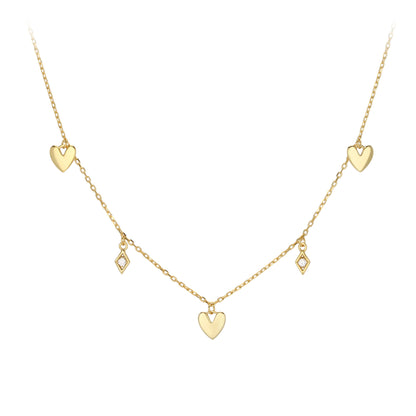 Elegant Sweet Heart Shape Sterling Silver Polishing Plating Gold Plated Necklace