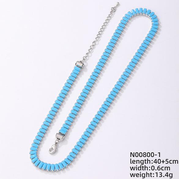 Ig Style Hip-hop Rectangle Copper Plating Chain Inlay Zircon Necklace