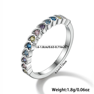 Simple Style Heart Shape Sterling Silver Plating Inlay Zircon White Gold Plated Girl's Rings Earrings Jewelry Set