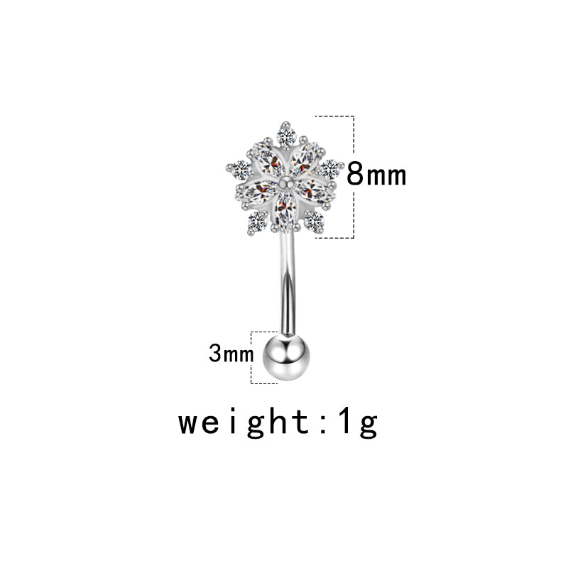 Cute Wedding Pastoral Moon Snowflake Stainless Steel Copper White Gold Plated Rhinestones Zircon Eyebrow Nails In Bulk