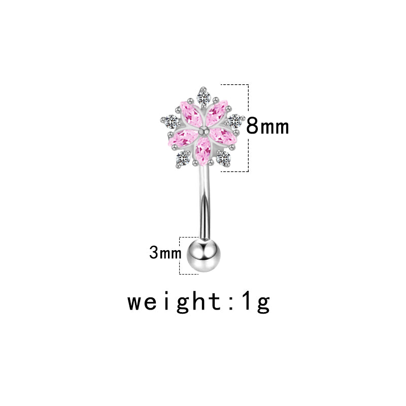 Cute Wedding Pastoral Moon Snowflake Stainless Steel Copper White Gold Plated Rhinestones Zircon Eyebrow Nails In Bulk