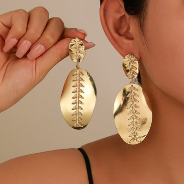 1 Pair Exaggerated Simple Style Oval Grain Plating Metal Drop Earrings