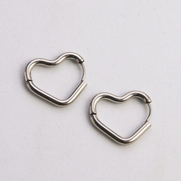 1 Pair Casual Classic Style Pentagram Heart Shape Plating Stainless Steel Silver Plated Earrings