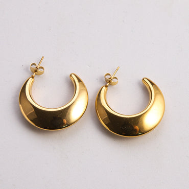 1 Pair Casual Classic Style Commute U Shape Geometric Grain Plating Stainless Steel Gold Plated Earrings