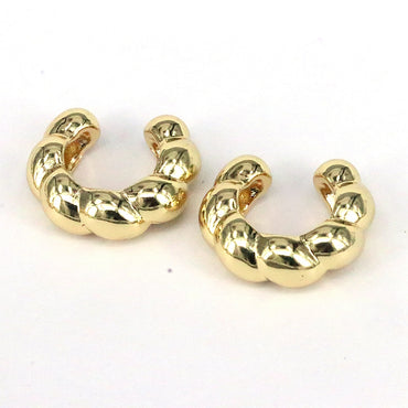 1 Pair Simple Style C Shape Plating Copper 18k Gold Plated Ear Studs