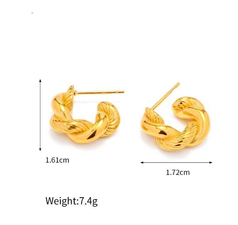 1 Pair Simple Style Classic Style C Shape Plating Titanium Steel 18k Gold Plated Ear Studs