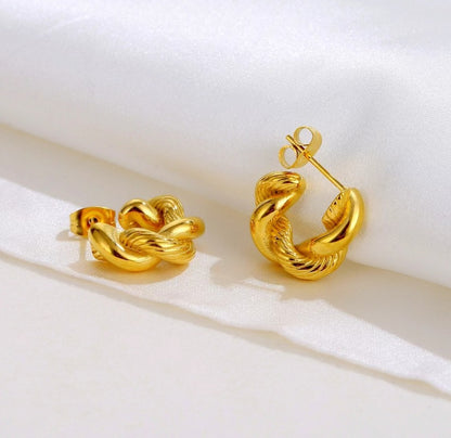 1 Pair Simple Style Classic Style C Shape Plating Titanium Steel 18k Gold Plated Ear Studs