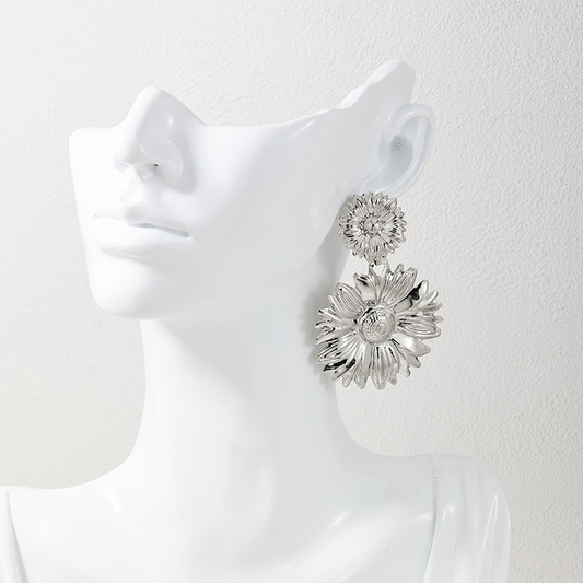 1 Piece Exaggerated Vacation Flower Alloy Drop Earrings