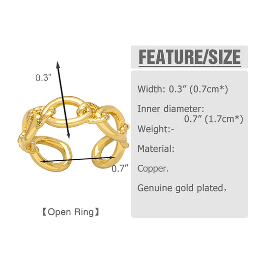 Simple Style Heart Shape Copper Plating 18k Gold Plated Open Rings
