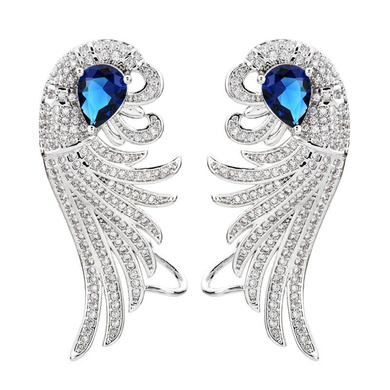1 Pair Glam Luxurious Wings Plating Inlay Copper Zircon 18K Gold Plated Ear Studs