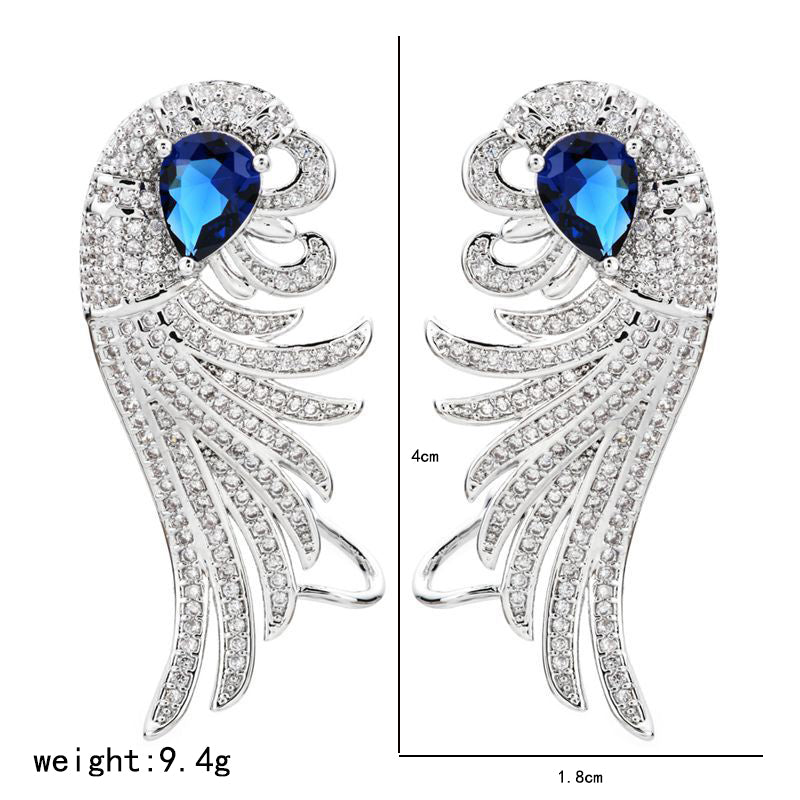1 Pair Glam Luxurious Wings Plating Inlay Copper Zircon 18K Gold Plated Ear Studs