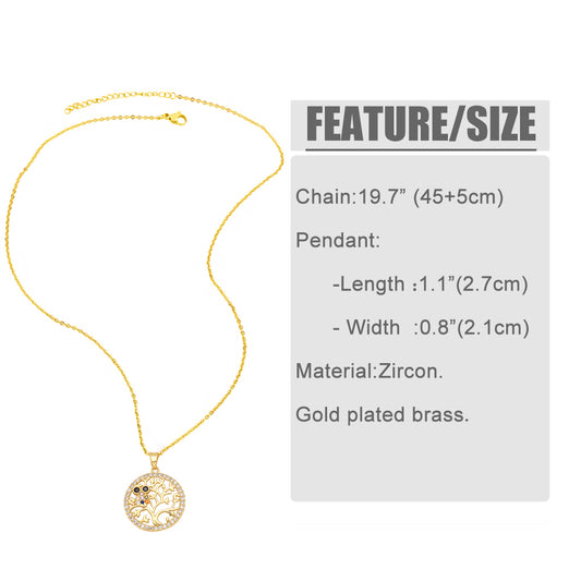 Simple Style Life Tree Copper Plating Inlay Zircon 18k Gold Plated Necklace
