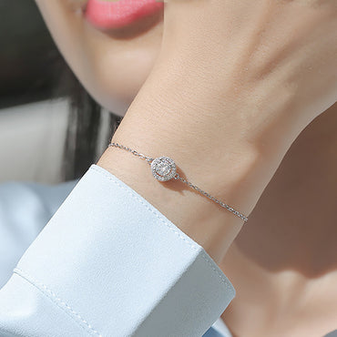 Elegant Classic Style Round Sterling Silver Plating Inlay Moissanite 18k Gold Plated Bracelets