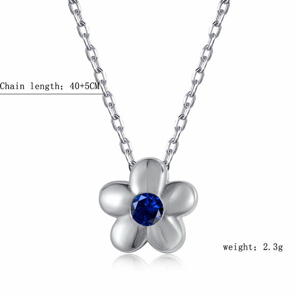 Sterling Silver Simple Style Classic Style Flower Inlay Zircon Necklace
