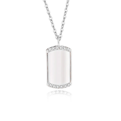 Simple Style Geometric Sterling Silver Polishing Plating Inlay Shell Zircon Pendant Necklace