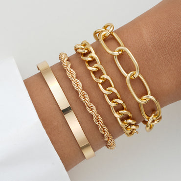 Simple Style Commute Solid Color Gold Plated Alloy Wholesale Bracelets