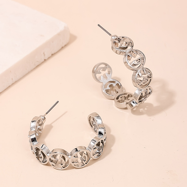 1 Pair Ig Style Simple Style C Shape Smiley Face Plating Alloy Ear Studs