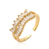 Simple Style Geometric Copper Plating Inlay Zircon 18k Gold Plated Open Rings