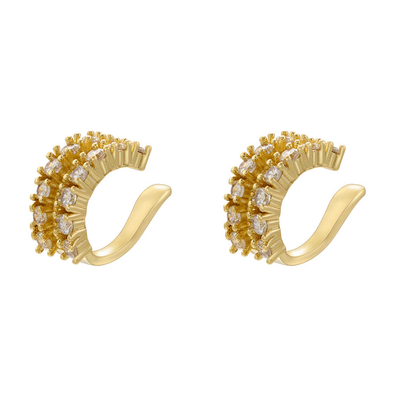 1 Pair Casual Elegant Simple Style C Shape Plating Inlay Copper Zircon 18k Gold Plated Ear Studs