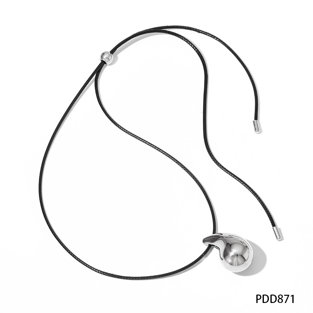 Simple Style Heart Shape Stainless Steel Flanelle Rope Plating Pendant Necklace