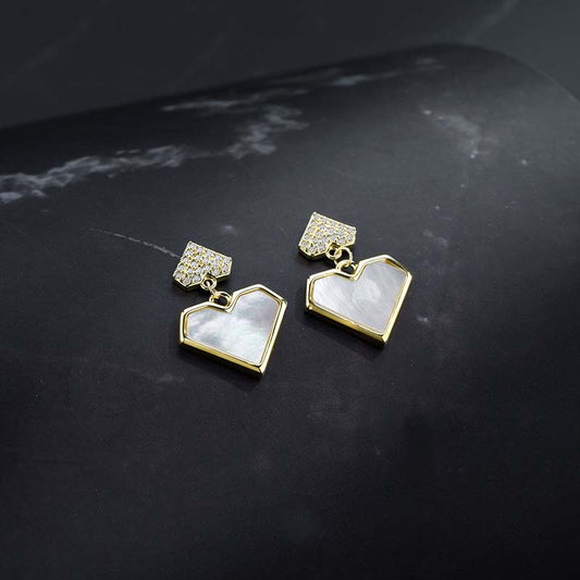 1 Pair Sweet Heart Shape Plating Copper Gold Plated Drop Earrings