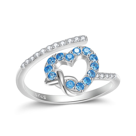 Original Design Romantic Simple Style Heart Shape Sterling Silver Plating Inlay Zircon Open Rings