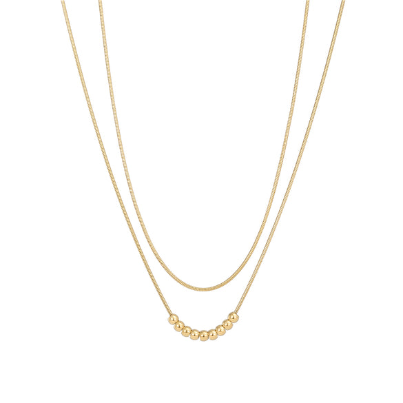 Elegant Butterfly Titanium Steel Plating Inlay Artificial Pearls Shell 18k Gold Plated Layered Necklaces