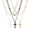 Punk Simple Style Classic Style Cross Alloy Copper Spray Paint Layered Chain Women's Double Layer Necklaces