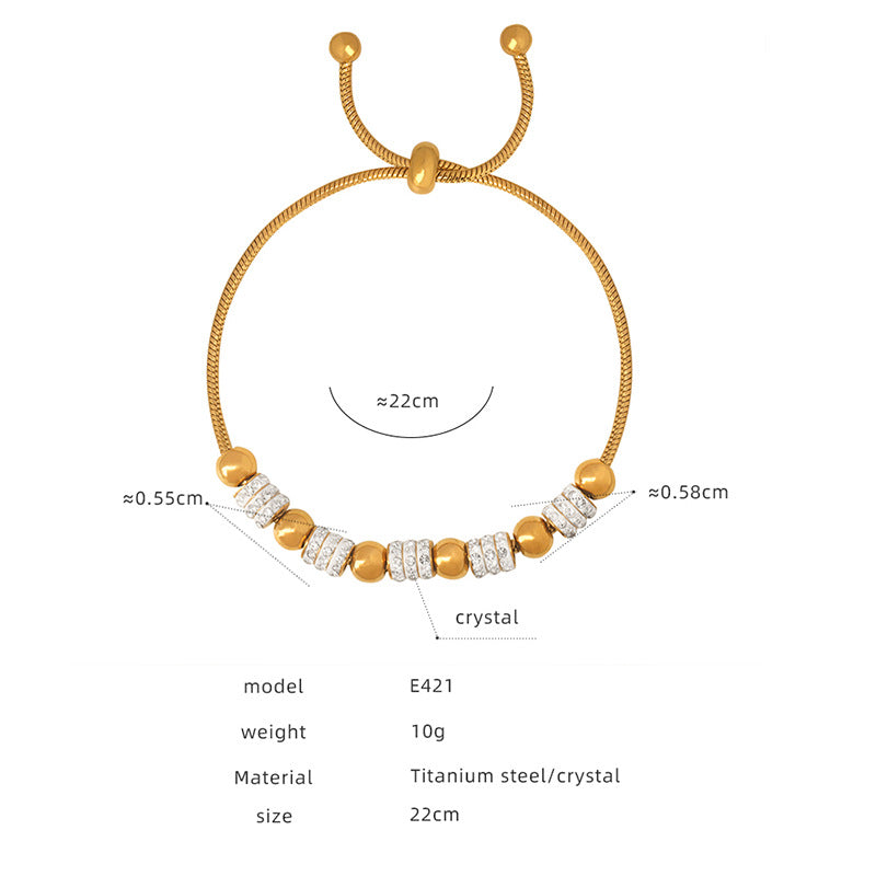 Simple Style Heart Shape Eye Titanium Steel Enamel Plating Inlay Shell Zircon 18k Gold Plated Bracelets