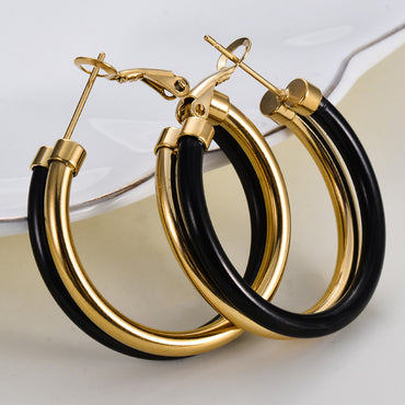 1 Pair Casual Modern Style Round Enamel Plating Stainless Steel Earrings