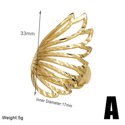 Simple Style Wings Copper Plating 18k Gold Plated Rings