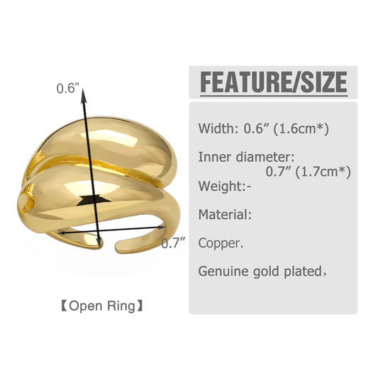 Simple Style Wings Copper Plating 18k Gold Plated Rings