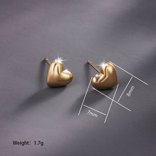 1 Pair Basic Simple Style Heart Shape Plating Stainless Steel 14k Gold Plated Ear Studs