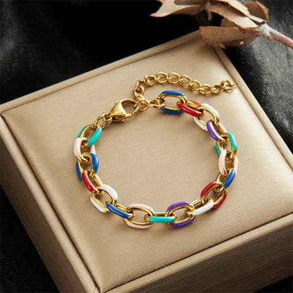 Vintage Style Sweet Geometric Stainless Steel Plating Inlay Zircon 18k Gold Plated Bracelets