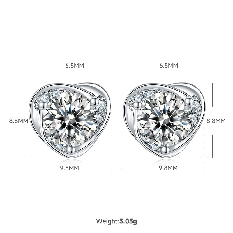 Lady Heart Shape Sterling Silver Plating Inlay Moissanite 18k Gold Plated Earrings Necklace