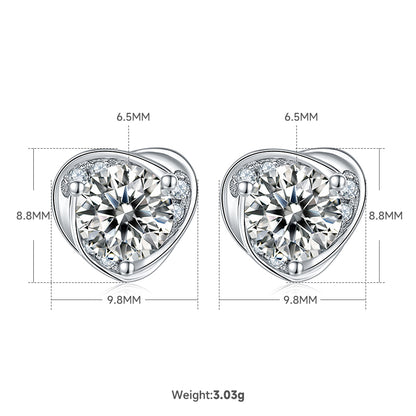 Lady Heart Shape Sterling Silver Plating Inlay Moissanite 18k Gold Plated Earrings Necklace