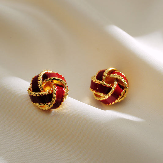 1 Pair Simple Style Round Enamel Plating Copper 18k Gold Plated Ear Studs