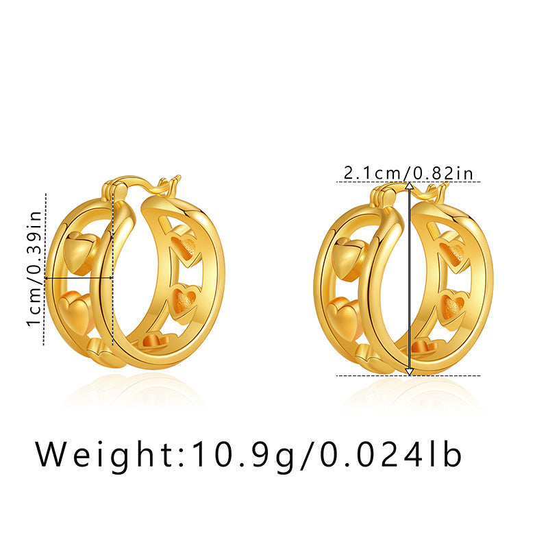 1 Pair Simple Style Heart Shape Plating Copper Gold Plated Earrings