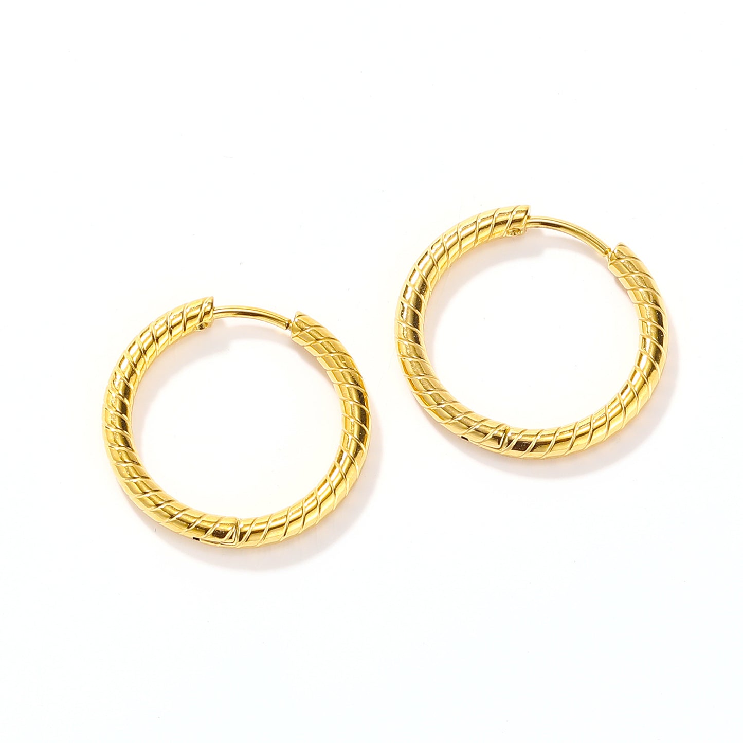 1 Pair Simple Style Round Plating Stainless Steel 18k Gold Plated Hoop Earrings