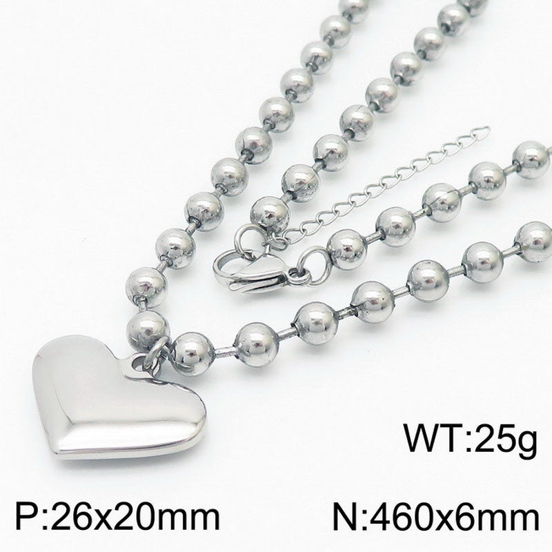 Wholesale Casual Vacation Heart Shape Titanium Steel Plating 18k Gold Plated Bracelets Necklace