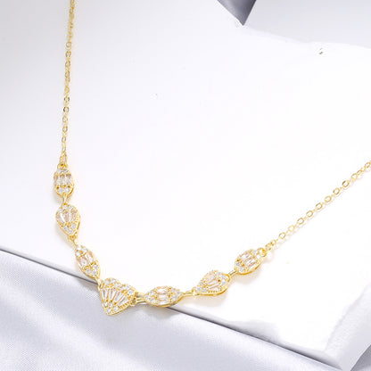 Casual Elegant Simple Style Solid Color Copper Plating Inlay Zircon 18k Gold Plated Necklace