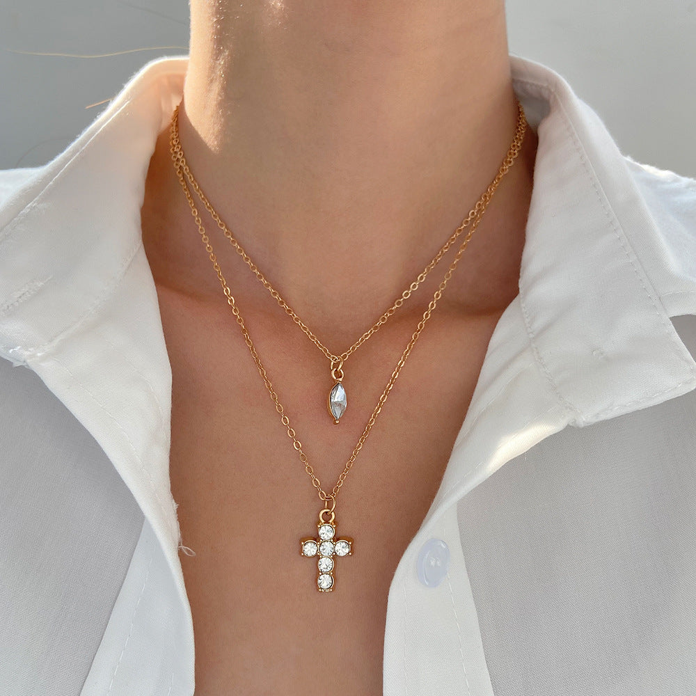 Simple Style Solid Color Alloy Plating Inlay Zircon Silver Plated Women's Layered Necklaces