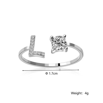 Casual Letter Alloy Inlay Rhinestones Women's Rings