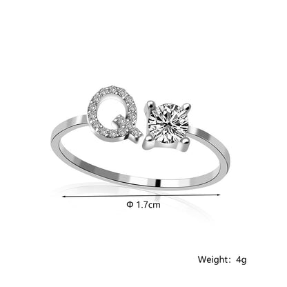 Casual Letter Alloy Inlay Rhinestones Women's Rings