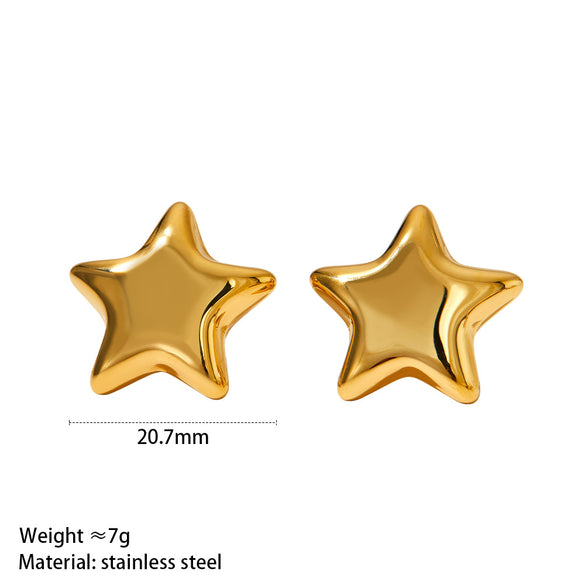 Simple Style Classic Style Star Stainless Steel Polishing Plating 14k Gold Plated White Gold Plated Gold Plated Earrings Necklace