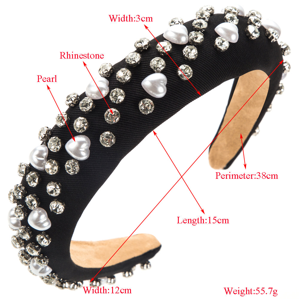 Women's Casual Elegant Classic Style Heart Shape Cloth Inlay Artificial Pearls Rhinestones Hair Band