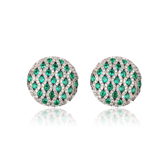 1 Pair Simple Style Shiny Round Plating Inlay Copper Zircon White Gold Plated Ear Studs