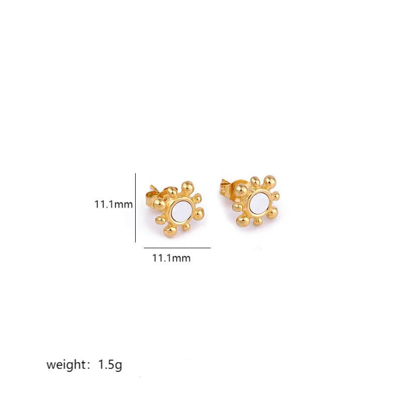 1 Pair Commute Flower Plating Inlay Stainless Steel Acrylic 18k Gold Plated Ear Studs
